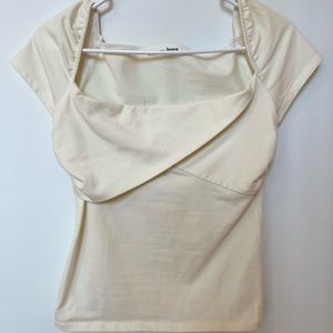 REFORMATION White Crop Blouse
